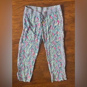 Lilly Pulitzer x Target Rayon Palazzo Wide Leg Pants Blue Pink My Fans Pull On M